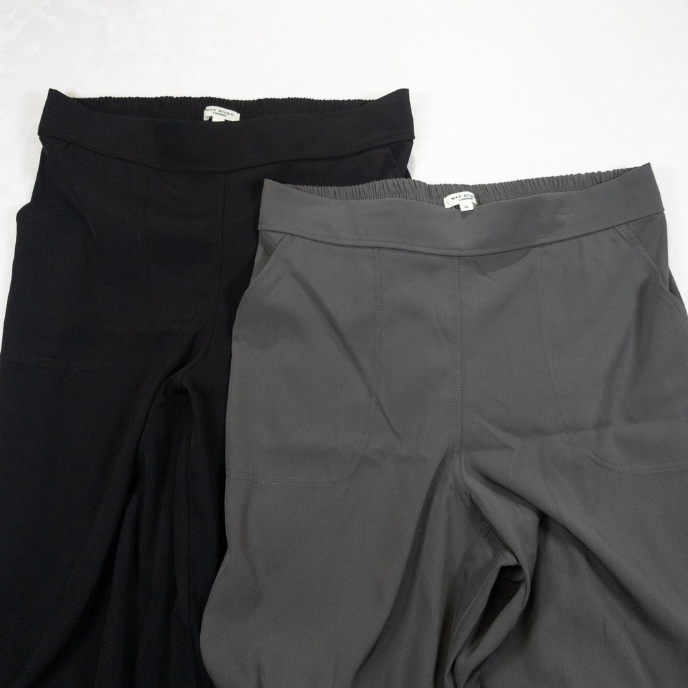 LOT 2 Max Studio Wide Leg Pants Pull On Womens XL High Rise Flowy Trousers